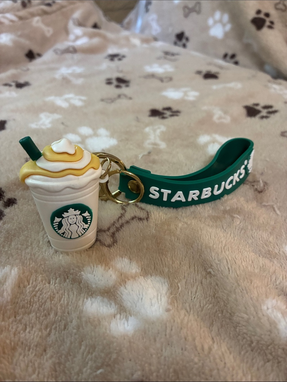 Silicone Starbucks Drink Keychain with Gold Hardware new